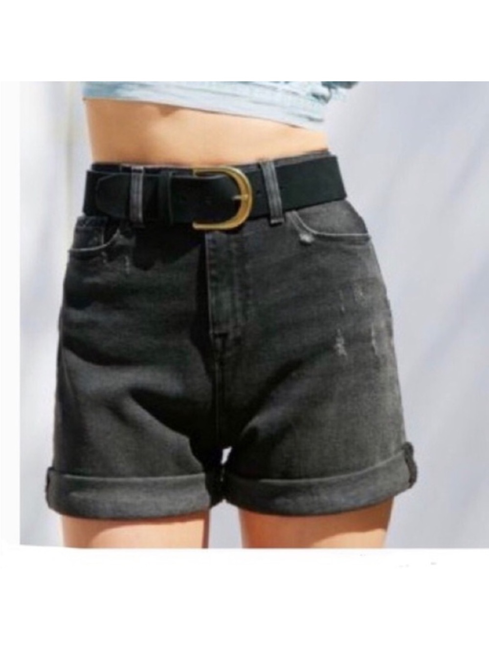BDG High Rise Black Denim Mom Shorts. Size 27.